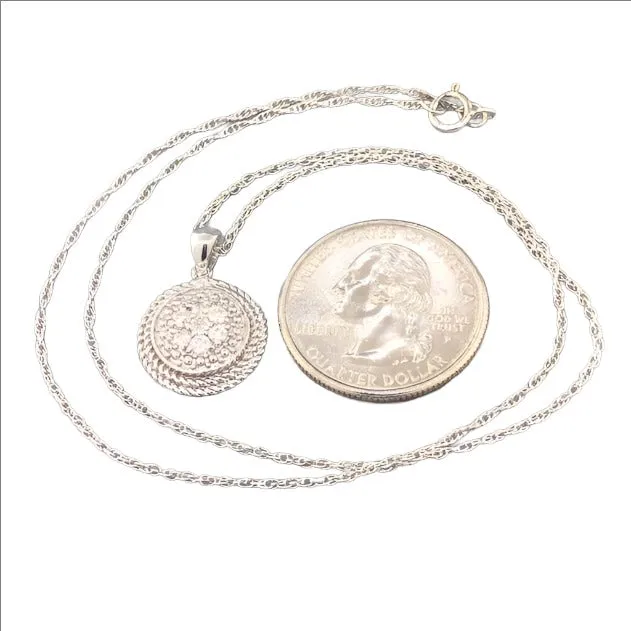Sterling Silver 0.33cttw Diamond Circle Rope Necklace