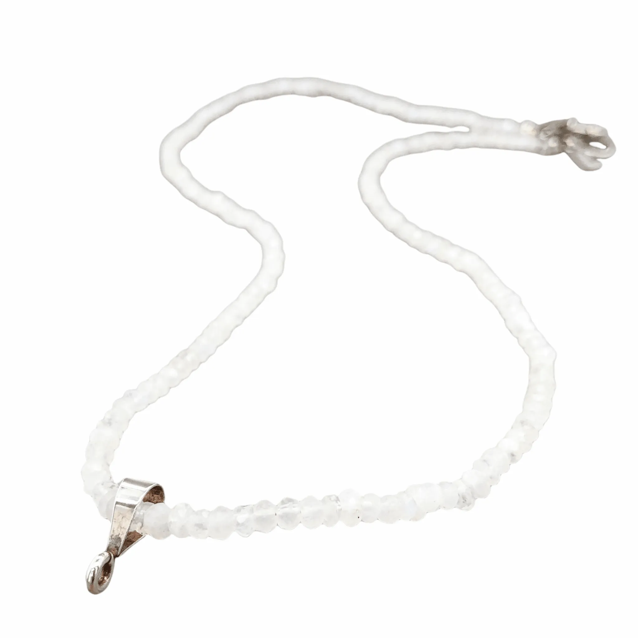 Sterling Silver 18 Moonstone Beaded Necklace