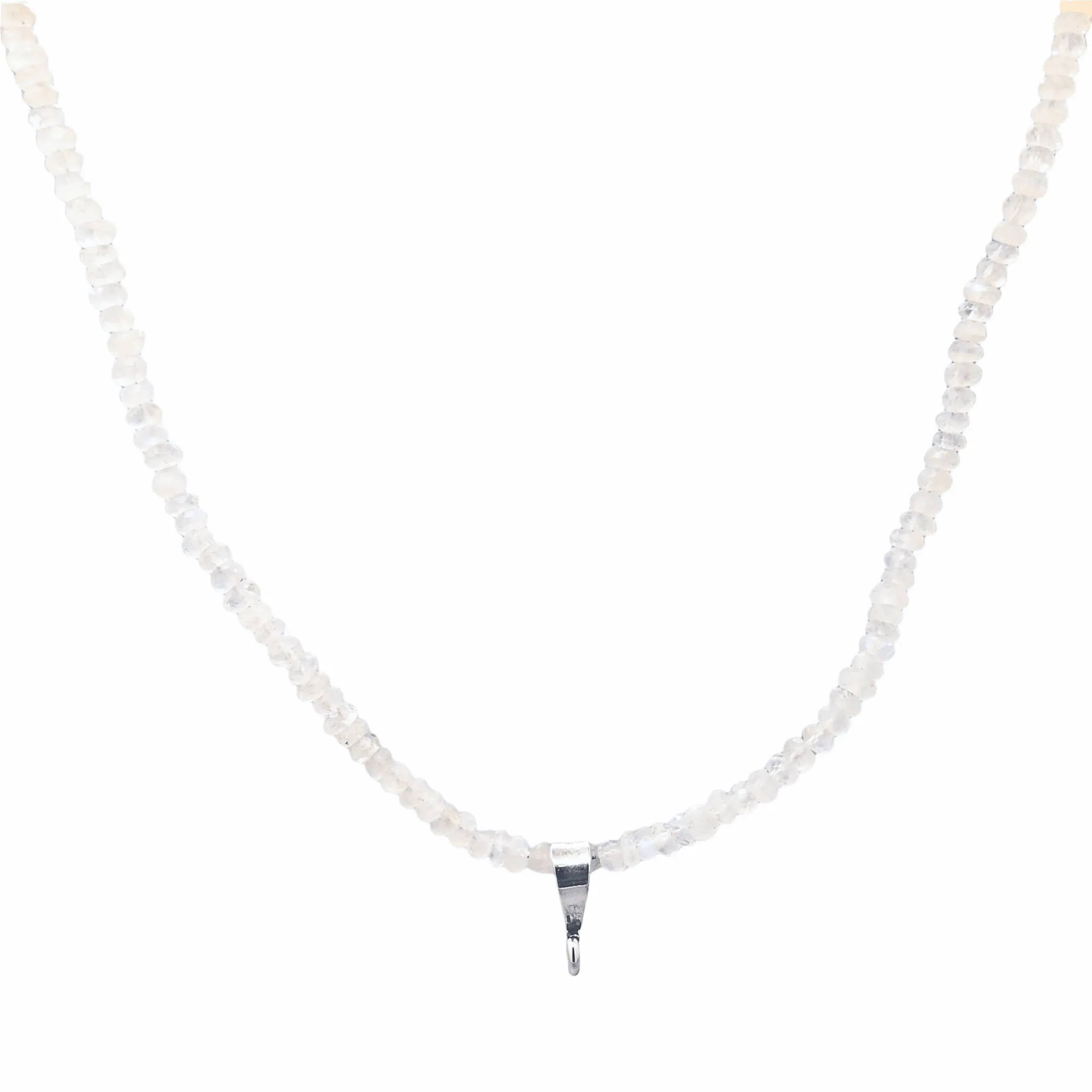 Sterling Silver 18 Moonstone Beaded Necklace
