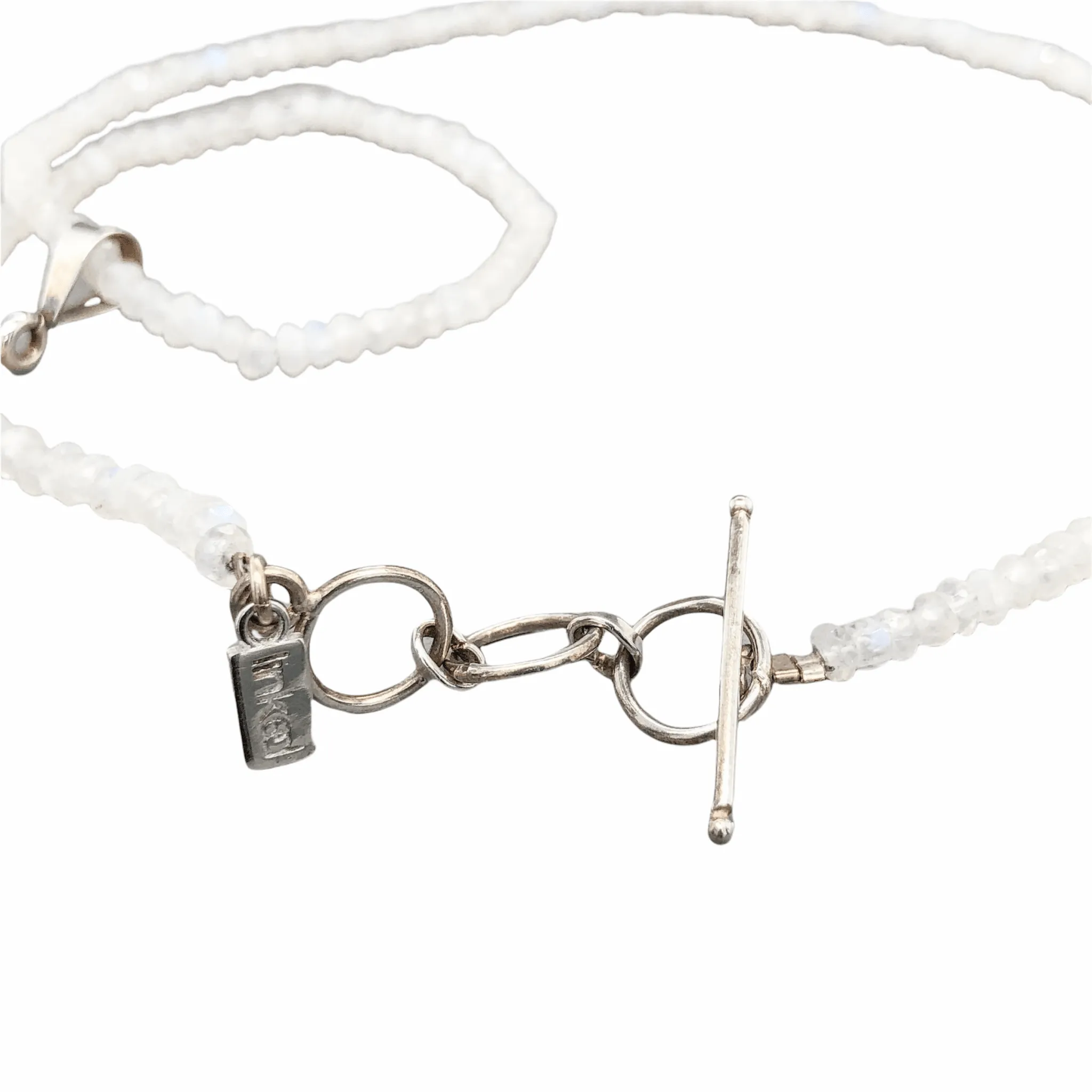 Sterling Silver 18 Moonstone Beaded Necklace