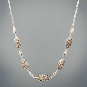 Sterling Silver CZ Graduated Station Necklace