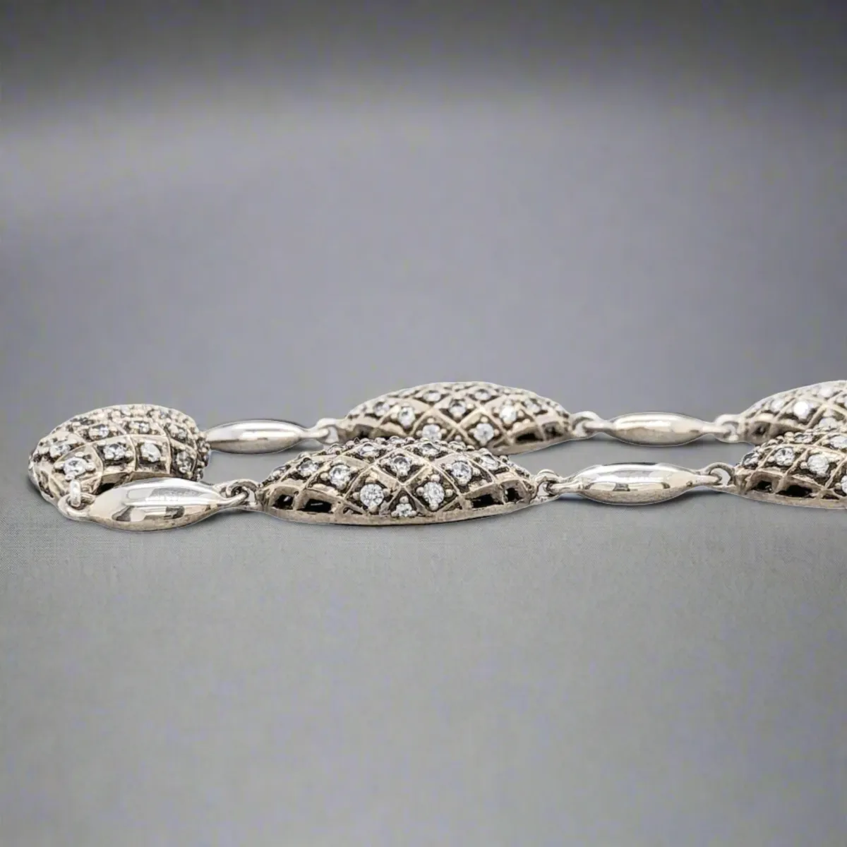 Sterling Silver CZ Graduated Station Necklace