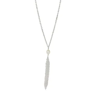 Sterling Silver Pearl Elsa Peretti Mesh Tassel Pendant