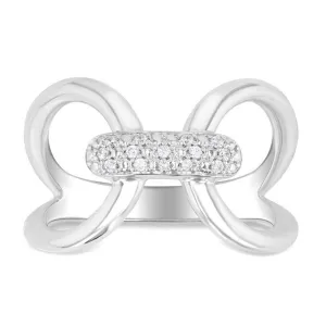 Sterling Silver Wide Band Natural Diamonds Ring