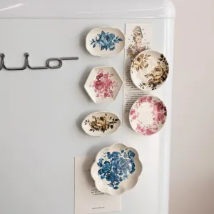 Stoneware Plate Magnet Set dried flowers  
