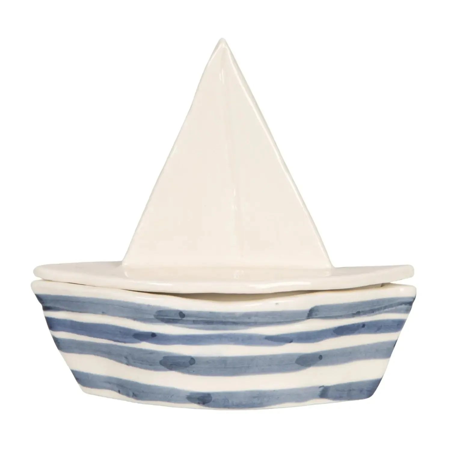 Stoneware Sailboat Shaped Container dried flowers  