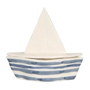Stoneware Sailboat Shaped Container dried flowers  