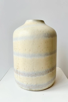 Stoneware Bud Vase dried green plant  