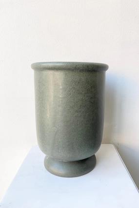 Stoneware Dark Green Urn Vase dried green plant  