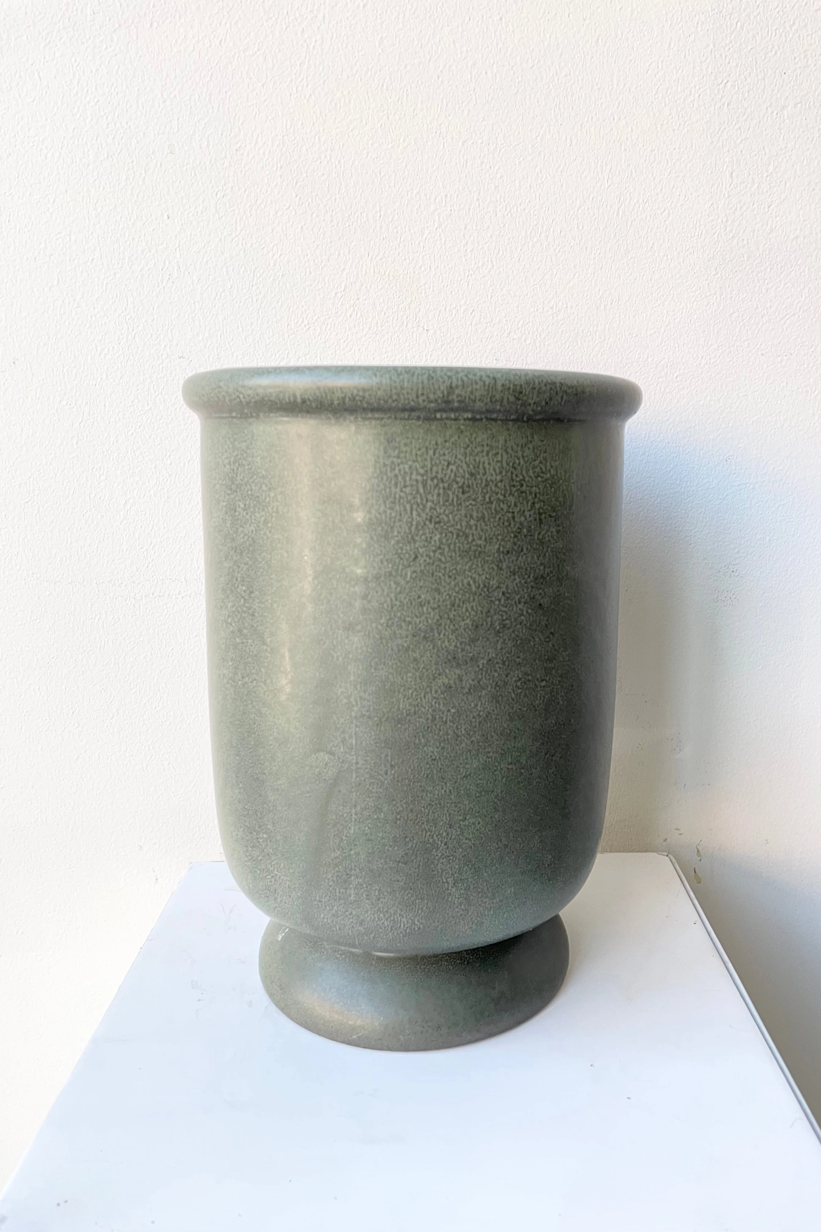 Stoneware Dark Green Urn Vase dried green plant  