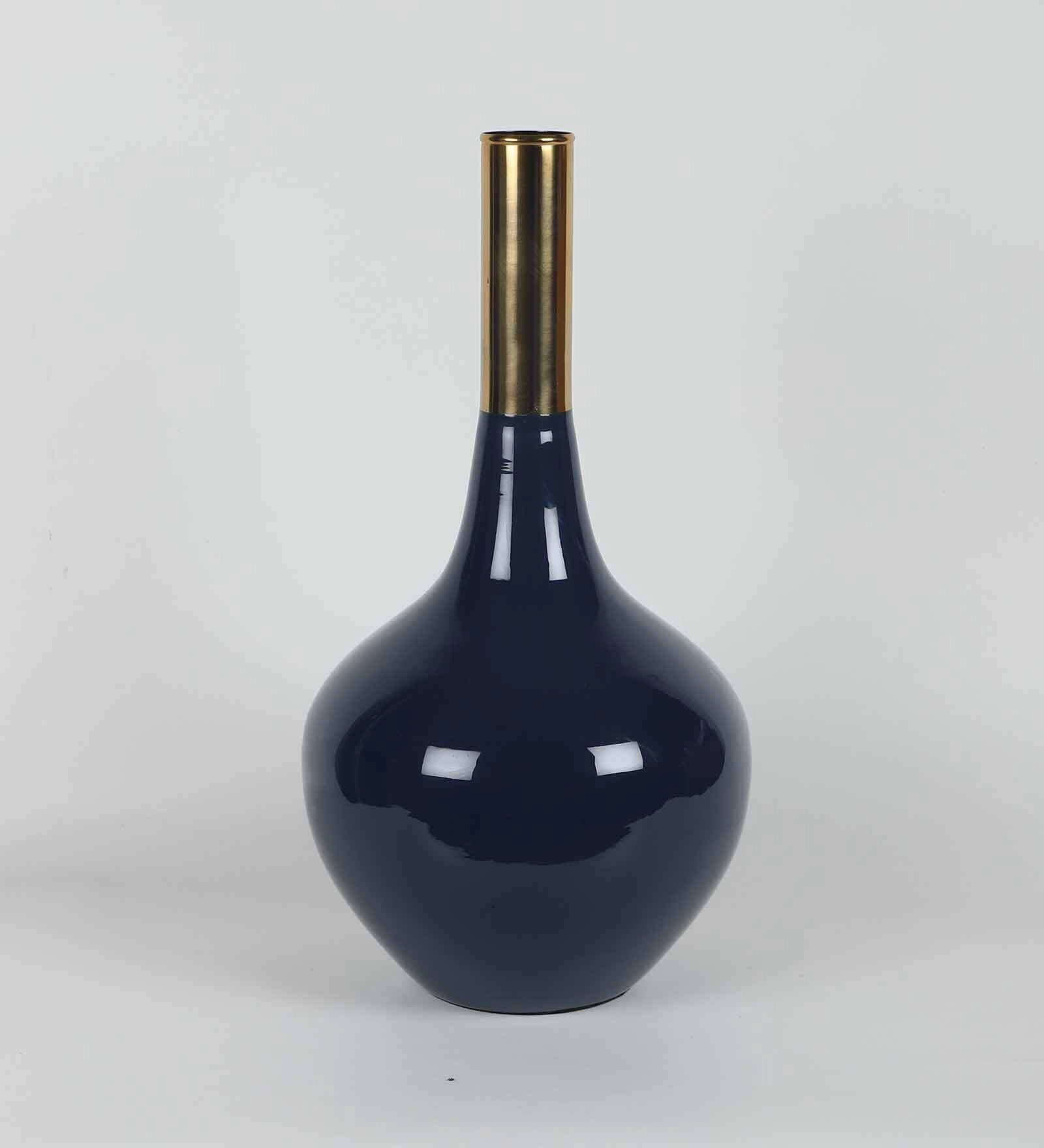 Stout Diedra Teal Blue Brass Floor Vase,
