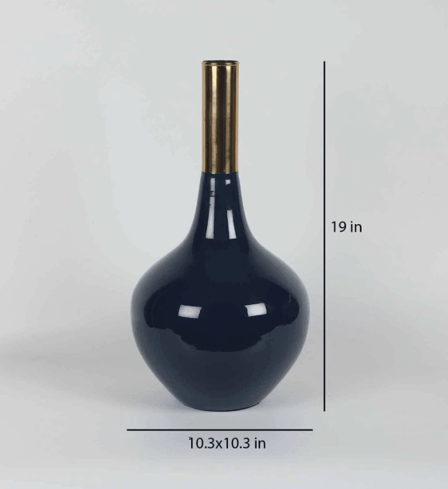Stout Diedra Teal Blue Brass Floor Vase,