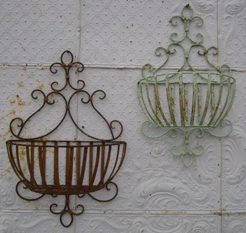Strap Wall Baskets Set of 2 dried flower branch  
