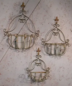 Strap Wall Planter with Finial Wall Basket Set of 3 dried flower branch  