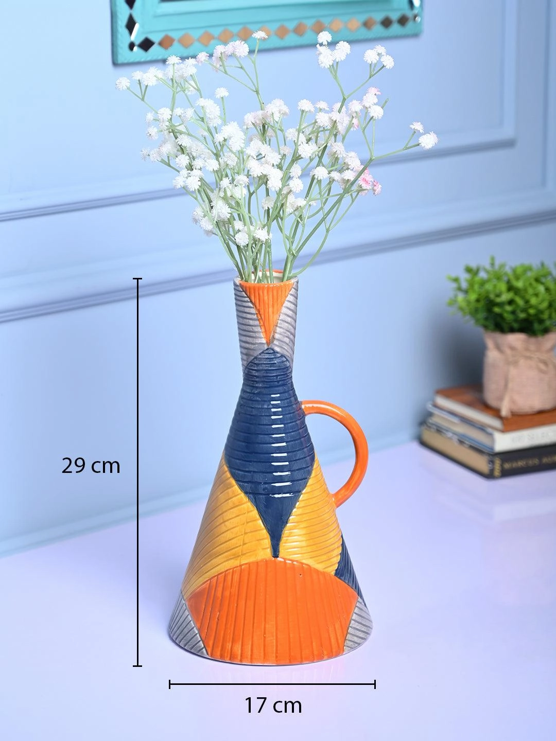 Striped Sophistication - Multi-Color Asymmetrical Vase