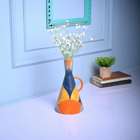 Striped Sophistication - Multi-Color Asymmetrical Vase dried green plant  
