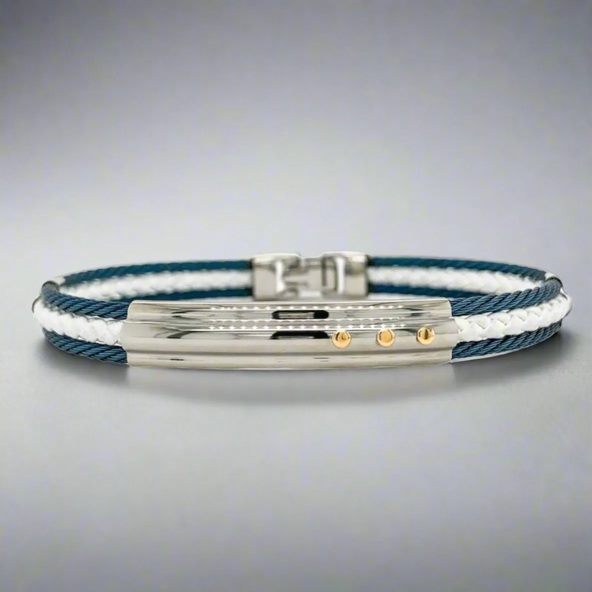 STST Blue & White Leather Cable Bracelet