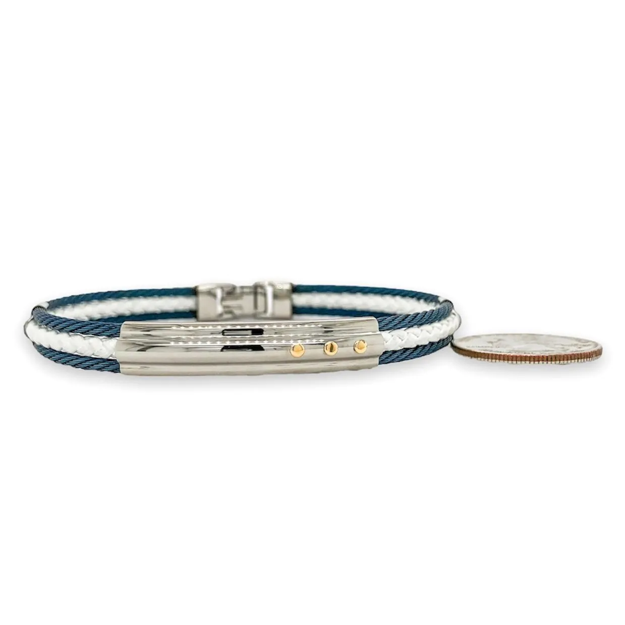 STST Blue & White Leather Cable Bracelet