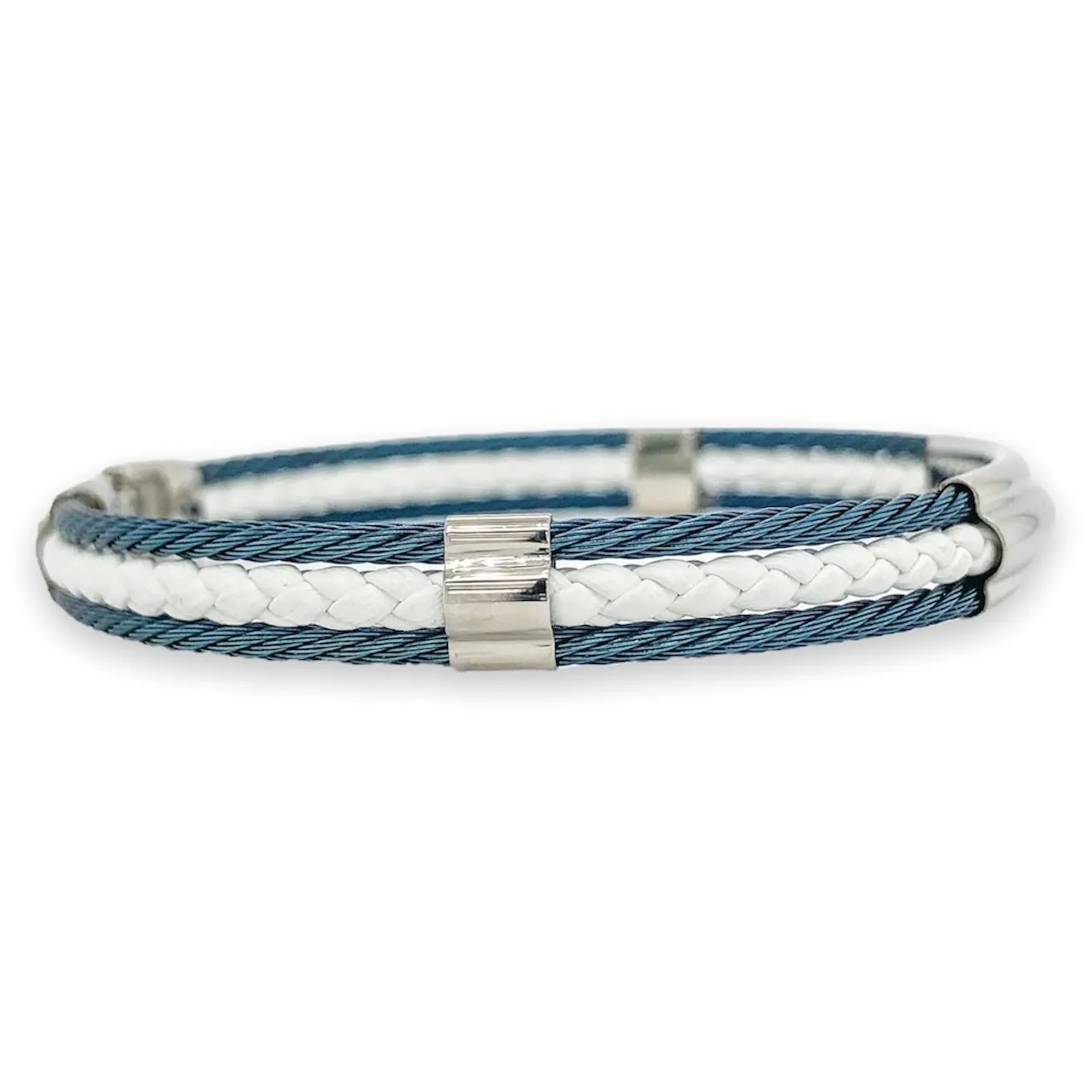 STST Blue & White Leather Cable Bracelet