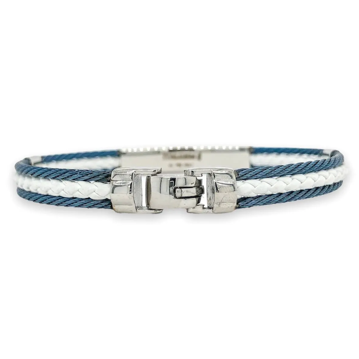STST Blue & White Leather Cable Bracelet
