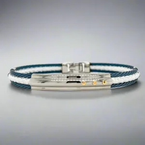 STST Blue & White Leather Cable Bracelet