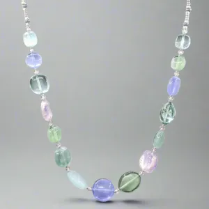 STST Blue, Green, & Lavender Murano Glass Beaded Necklace