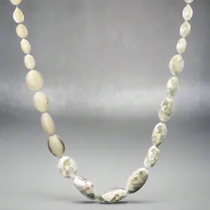 STST Grey Murano Glass Graduated Clear Seed Bead Necklace