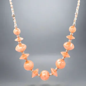 STST Peachy Orange Murano Glass Beaded Necklace