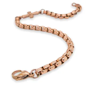 STST RGP Sideways Cross Round Box Chain Bracelet