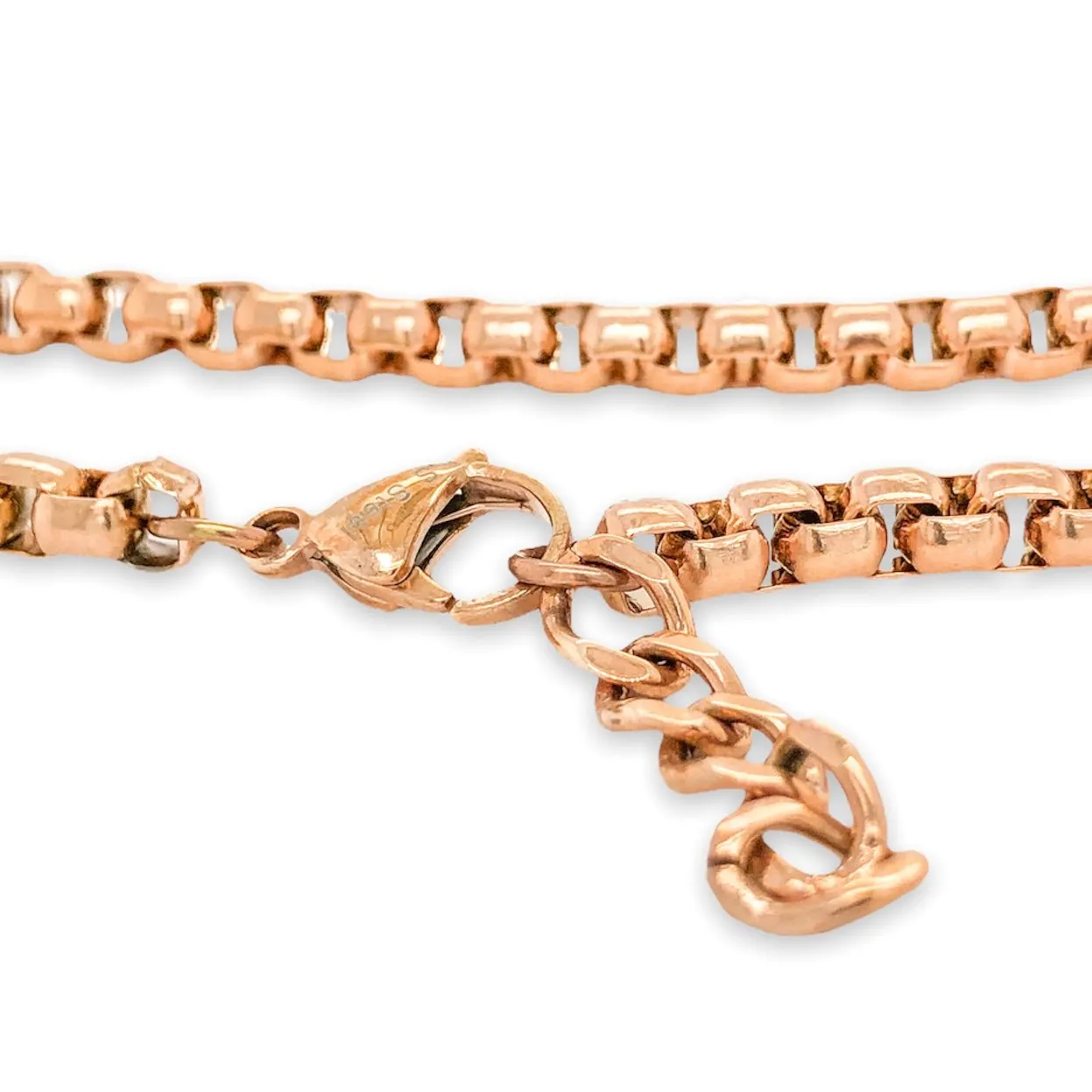 STST RGP Sideways Cross Round Box Chain Bracelet