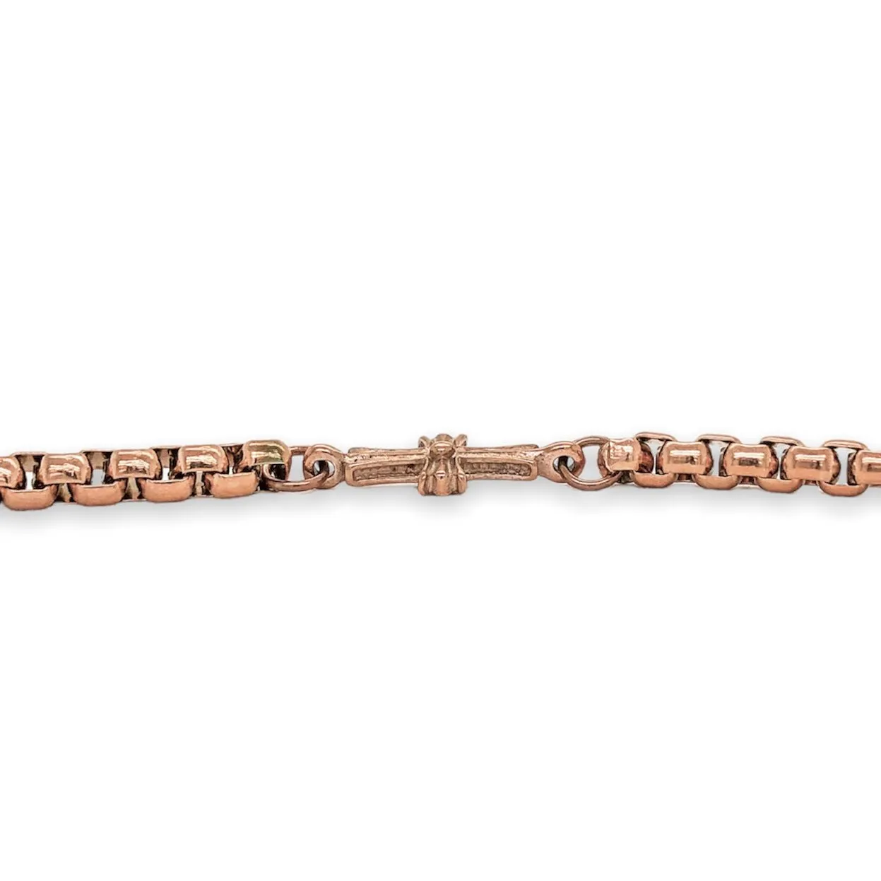 STST RGP Sideways Cross Round Box Chain Bracelet