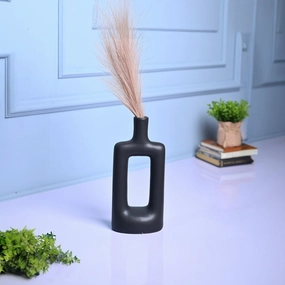 Stylish Black Ceramic Vase dried green plant  