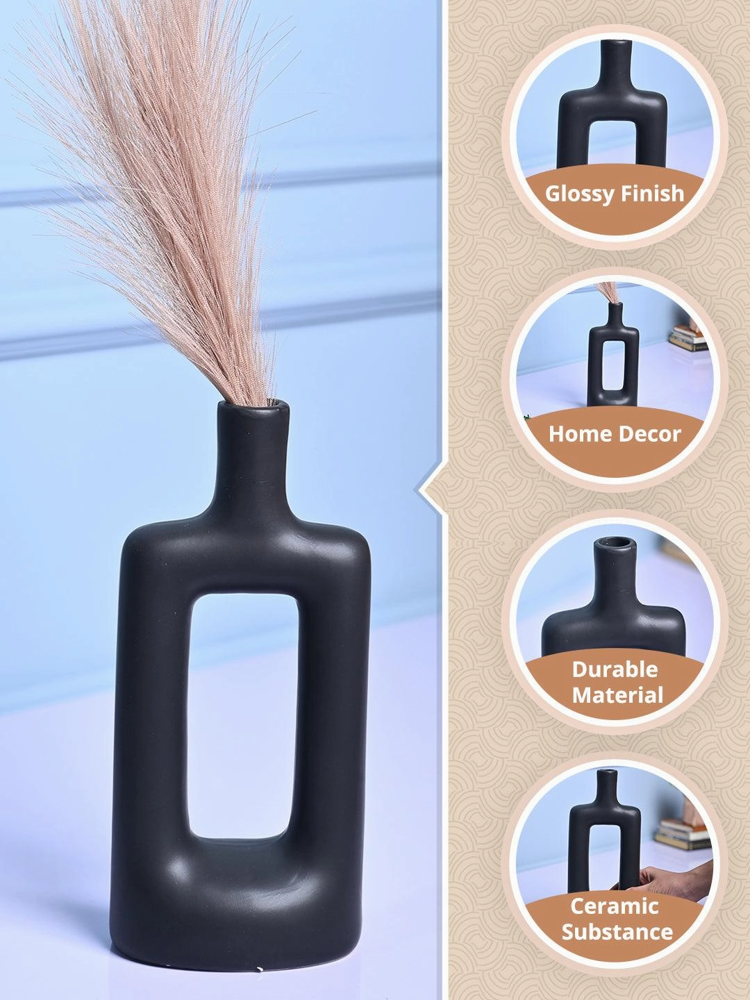 Stylish Black Ceramic Vase