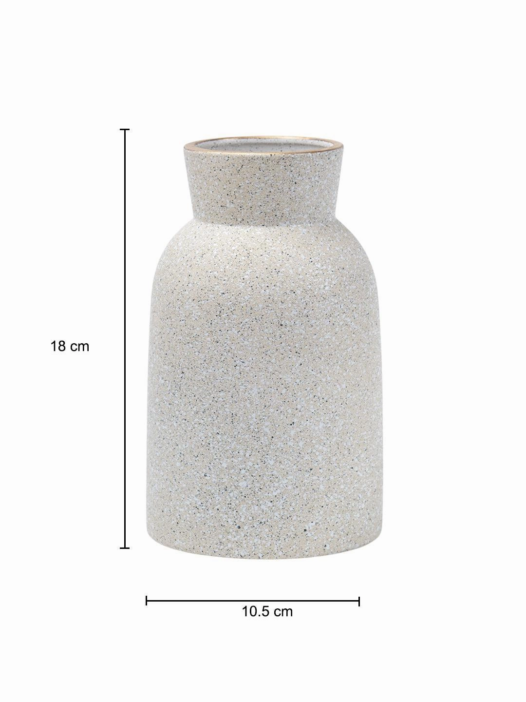 Stylish Flower Holder 'GOURD' Vase - Off White, Stone Finish