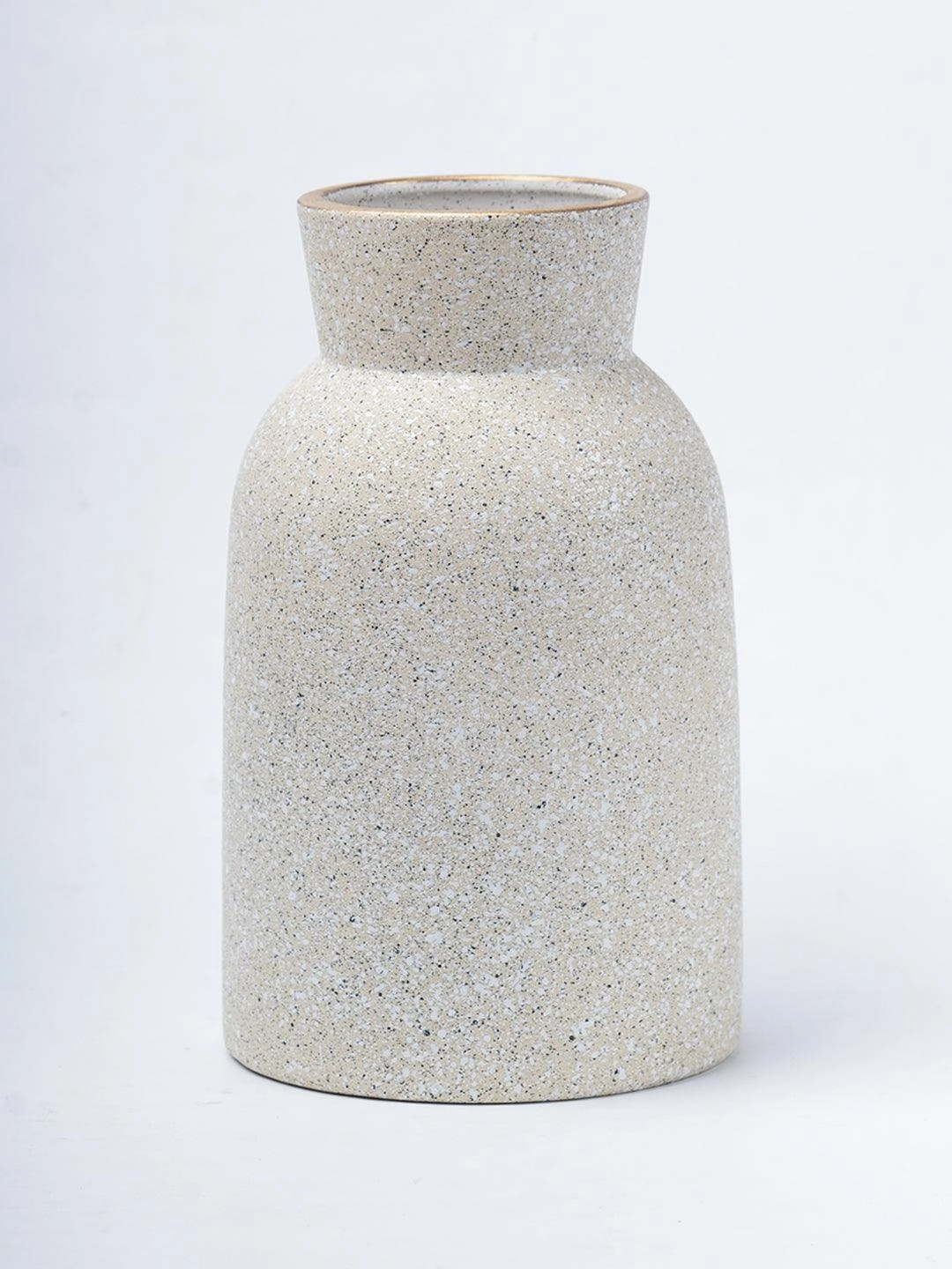 Stylish Flower Holder 'GOURD' Vase - Off White, Stone Finish