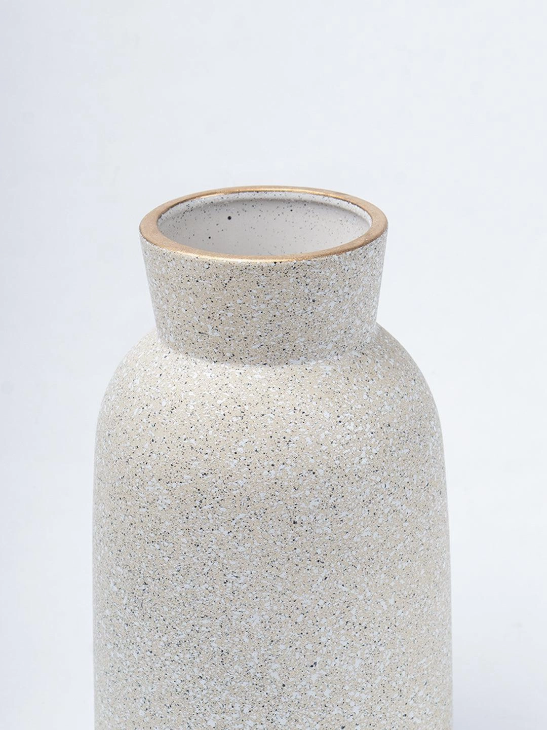 Stylish Flower Holder 'GOURD' Vase - Off White, Stone Finish