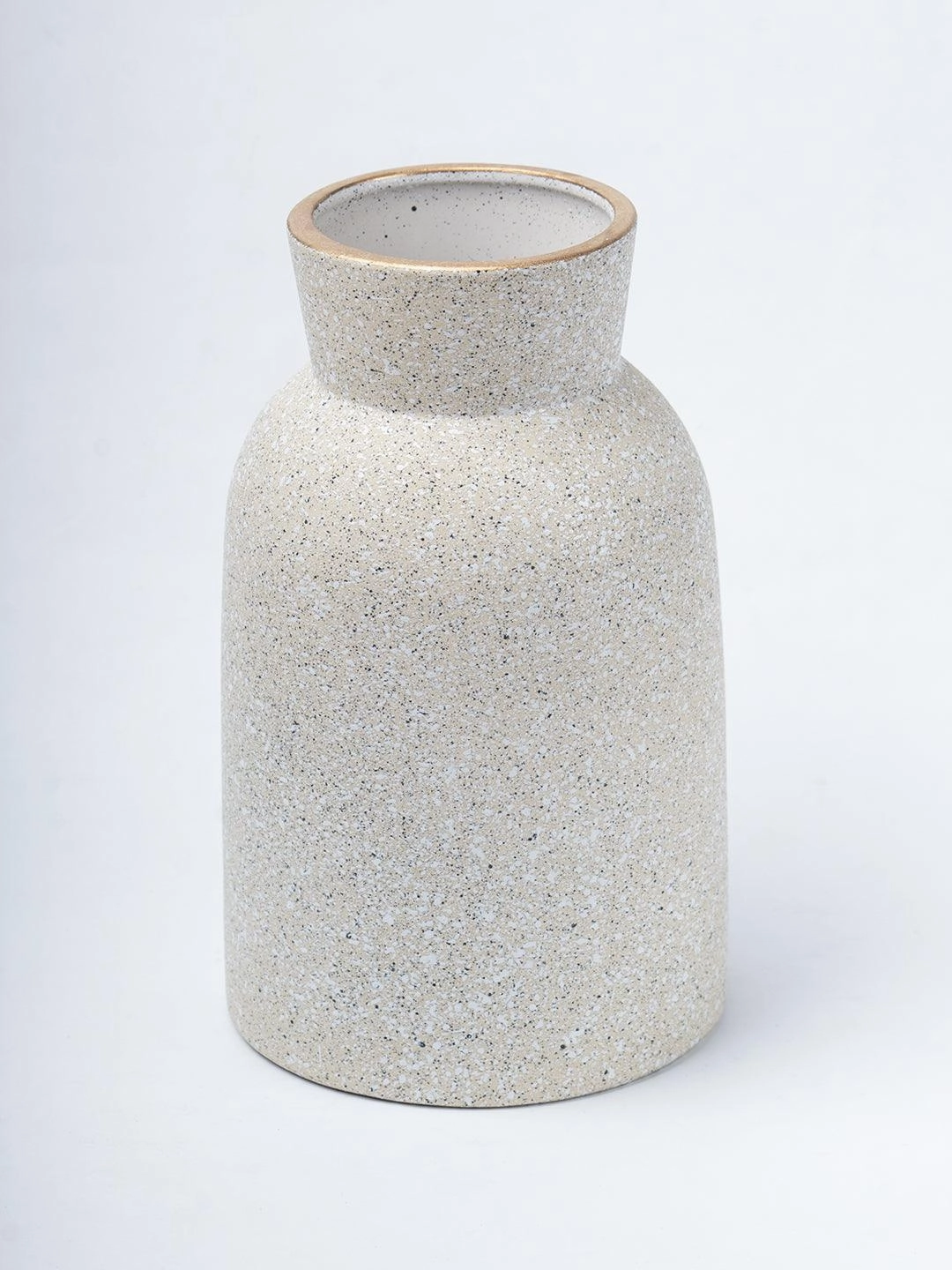 Stylish Flower Holder 'GOURD' Vase - Off White, Stone Finish