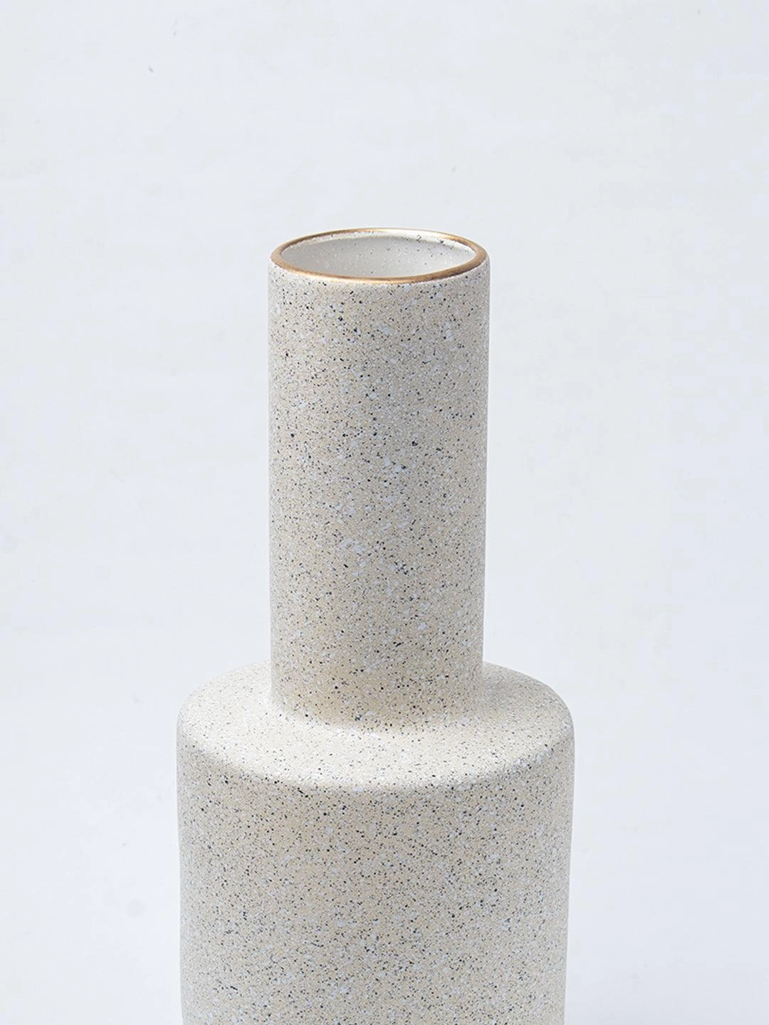 Stylish Flower Holder Vase - Off White, Stone Finish