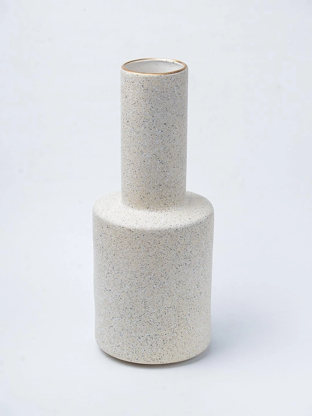 Stylish Flower Holder Vase - Off White, Stone Finish