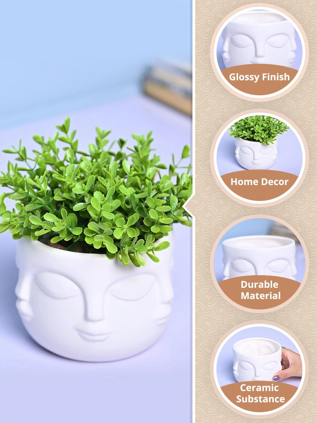 Stylish White Ceramic Face Vase