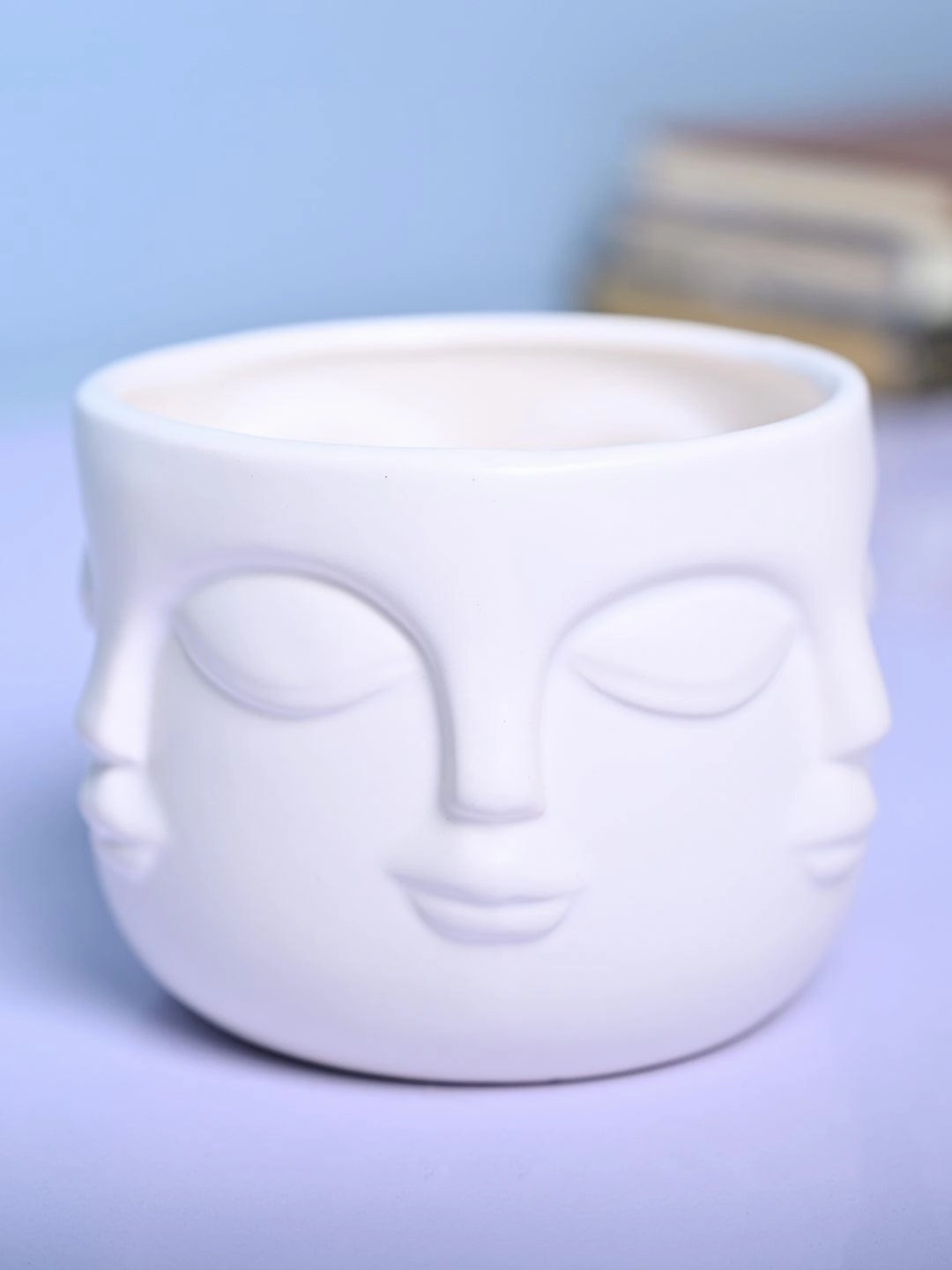 Stylish White Ceramic Face Vase