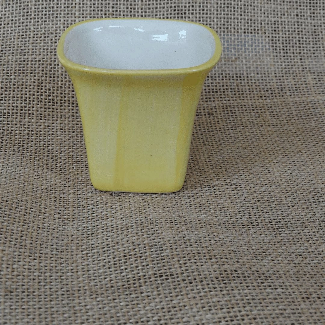 Succulent Ceramic Flower Pot, Yellow, Dia: 2.5 Inch