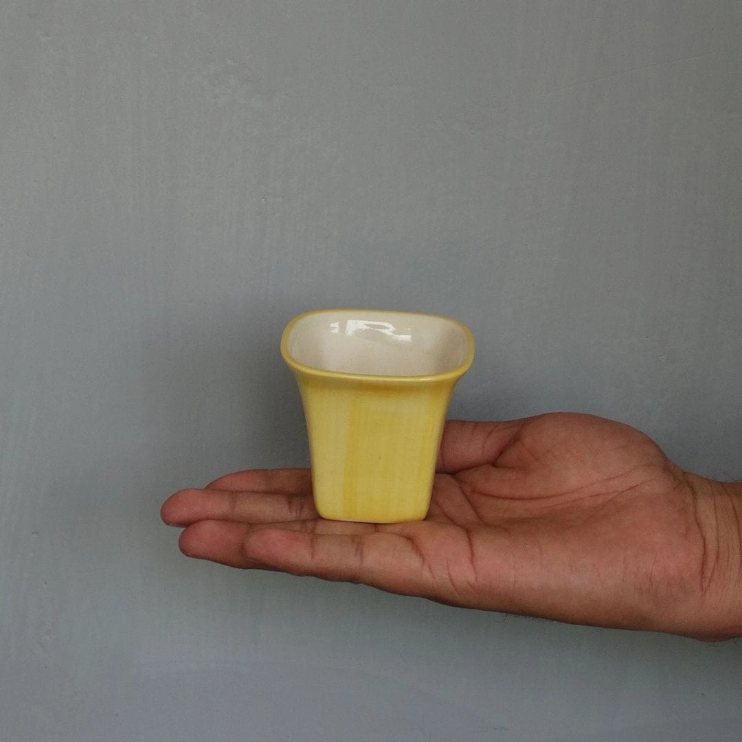 Succulent Ceramic Flower Pot, Yellow, Dia: 2.5 Inch