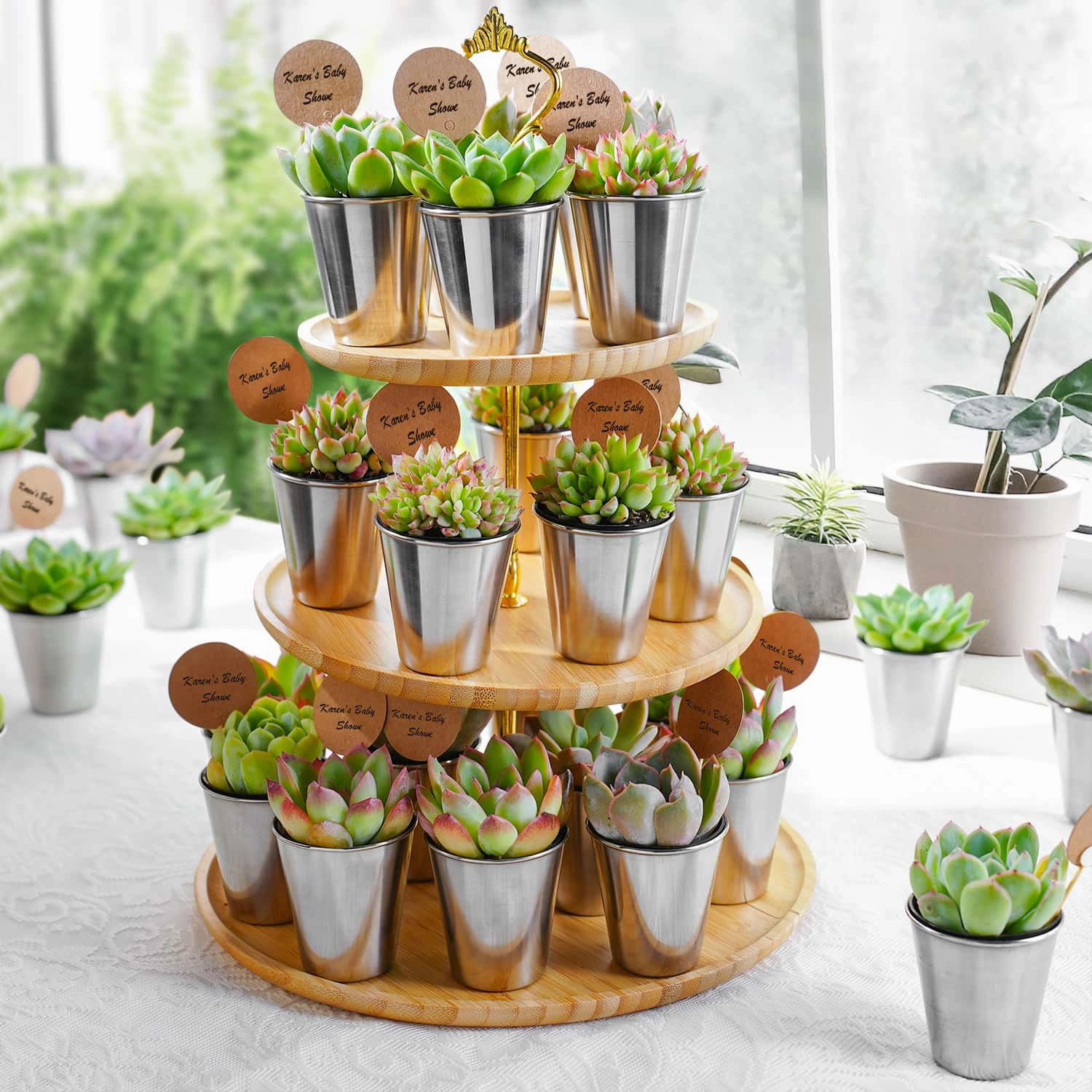 Succulent Favors Metal Shot Glass(Tag Custom Supported) mini ornamental plant  