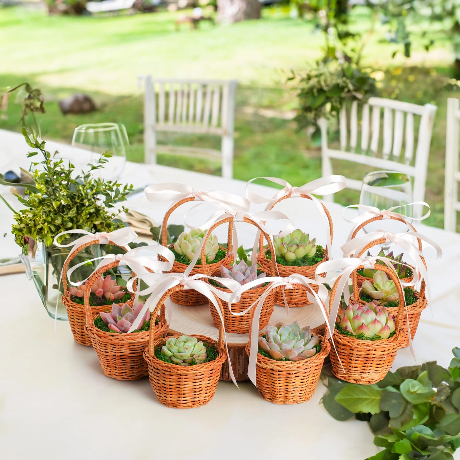 Succulent Favors Nature Mini Baskets Handles