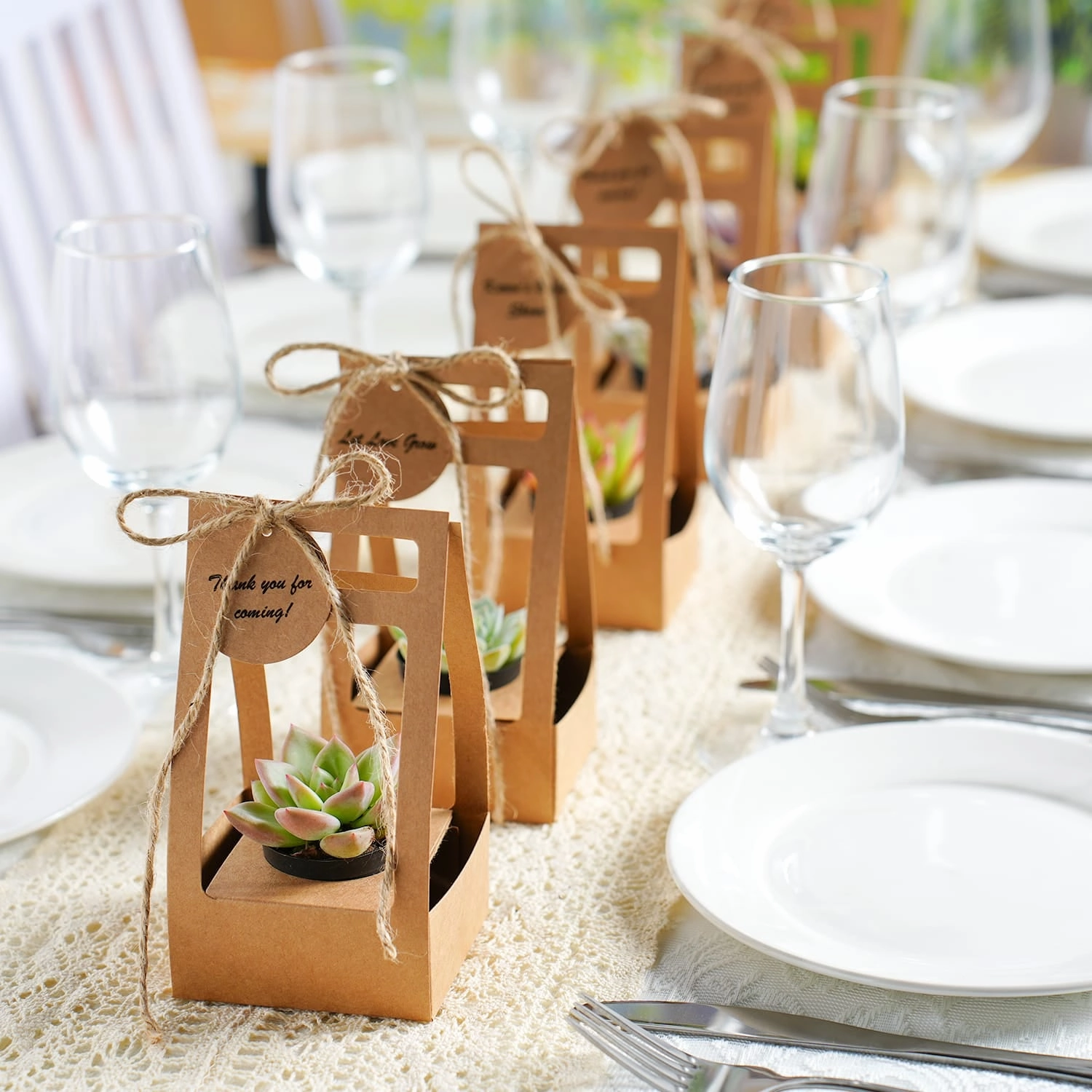 Succulent Wedding Favors Kraft Box(Tag Custom Supported)