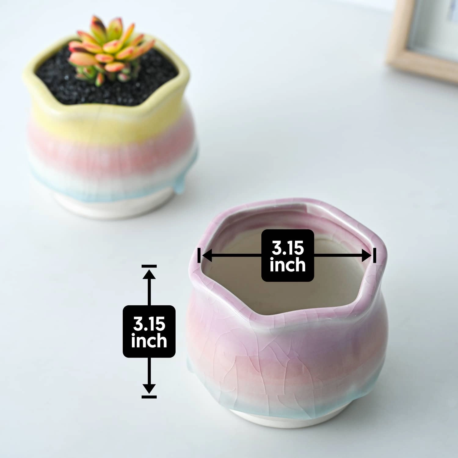 Sweet Gradient Drip Glaze Planters, Set of 2