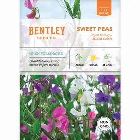 Sweet Peas-Royal Family Mixed Colors-Lathyrus odoratus Seed Packet floating plant shelf  