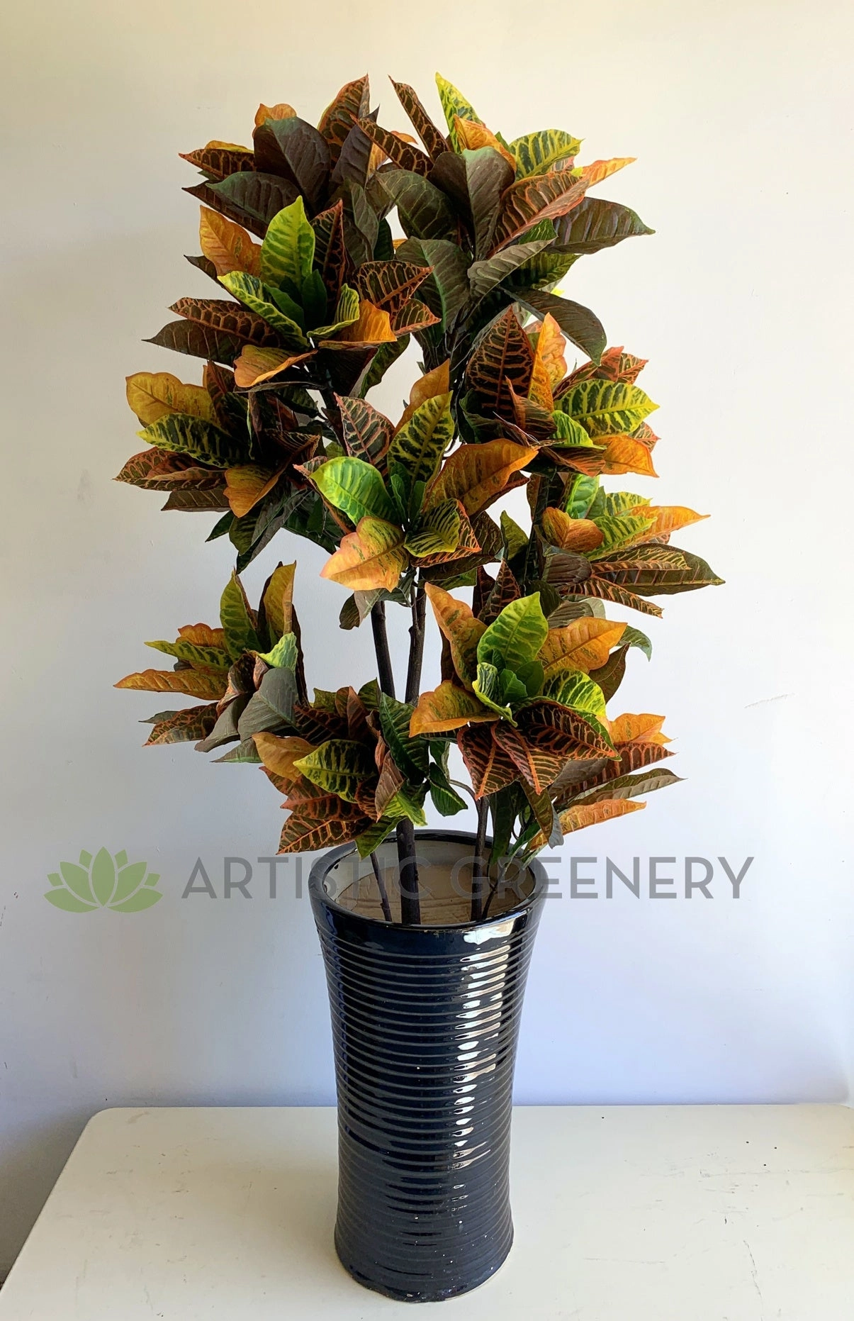 T0066L Red Croton Tree Real Touch Leaves 140cm