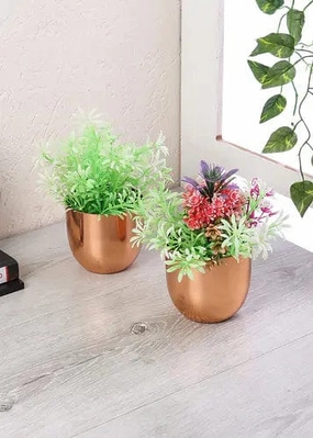 Table Top Planter with Copper Plating(Set of 2) desktop planter  